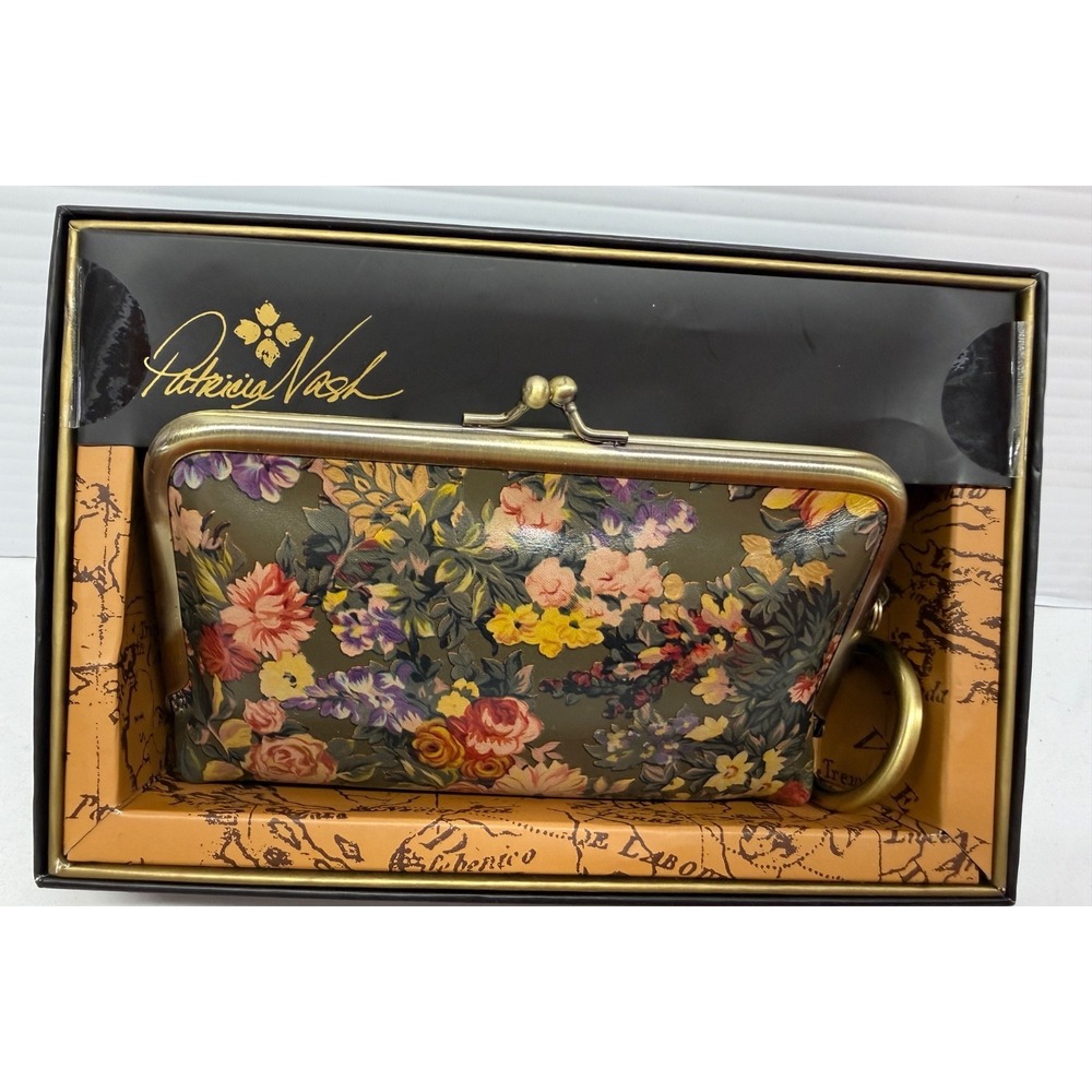Patricia Nash LORELLA Coin Purse in ENGLISH COUNTRY ‎ 100% Leather - Brand New